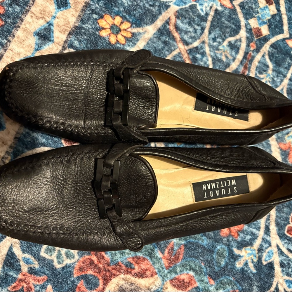 Stuart Weitzman Black Leather Loafers